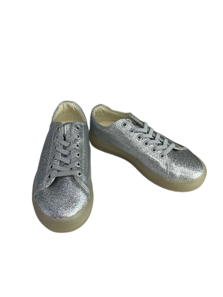 POP SHOES Little Kid's Silver St Laurent Glitter Sneakers SP19LGSK Sz 12 NWB