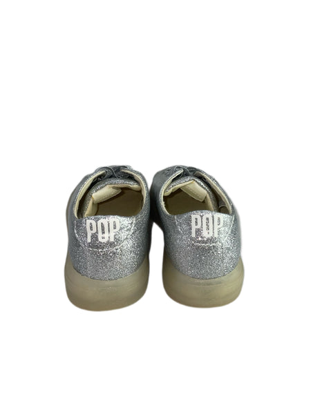 POP SHOES Little Kid's Silver St Laurent Glitter Sneakers SP19LGSK Sz 12 NWB