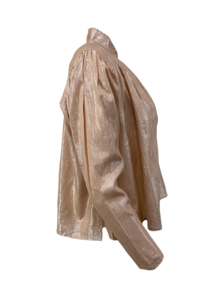 SUZIE KONDI Women's Salmon Lurex Poet's Blouse #1020 NWT