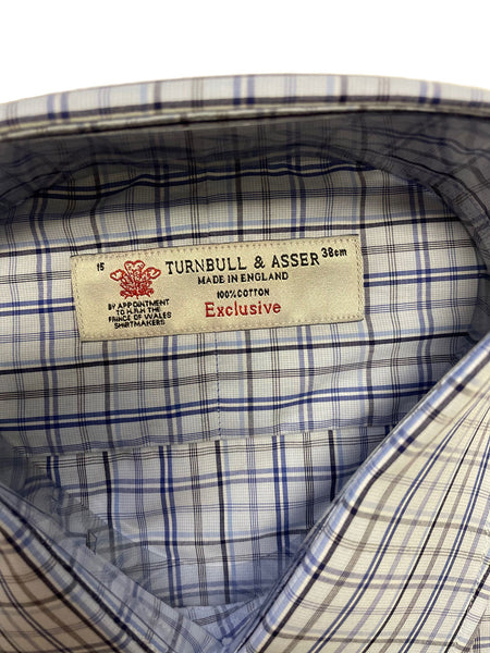 Turnbull & Asser Navy/Blue Check Exclusive Classic Fit Button-up Shirt $375 NEW