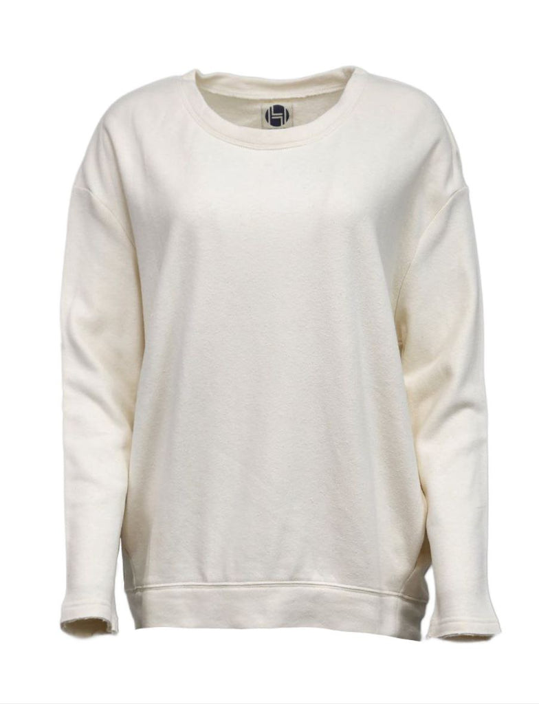 HoodLamb Women's Ivory Slouchy Organic Cotton Hemp Sweatshirt Small NWT