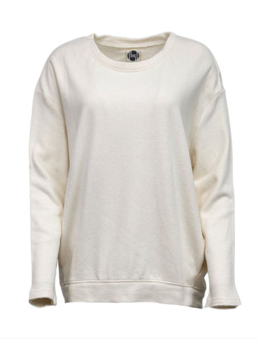 HoodLamb Women's Ivory Slouchy Organic Cotton Hemp Sweatshirt Small NWT