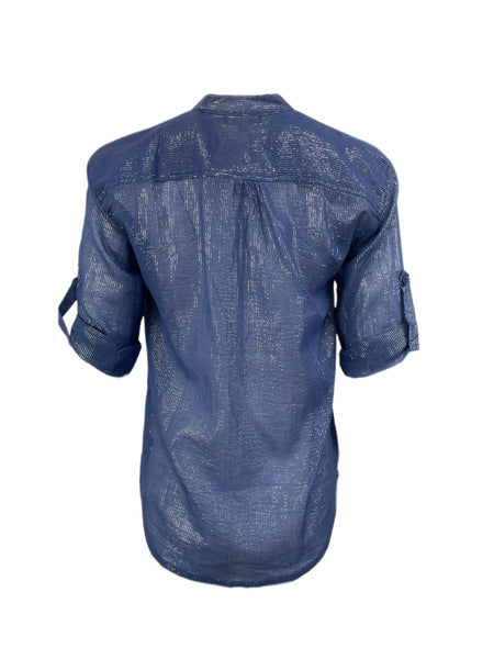 SUZIE KONDI Women's Sky Koubi Metalic Button Blouse #1004 NWT