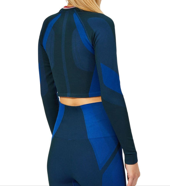 LNDR Women's Blue Petrol All Seasons Crop Long Sleeve Top #SN744 NWT