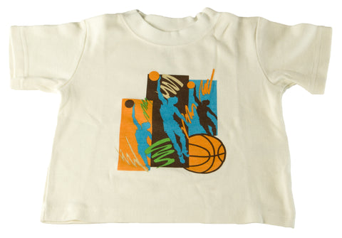 SARA'S PRINTS Toddler Boy's Cream Basketball Pajama Shirt SP510 $18 NEW