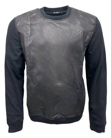 BLK DNM Men's Black Leather Sweatshirt 20 NWT