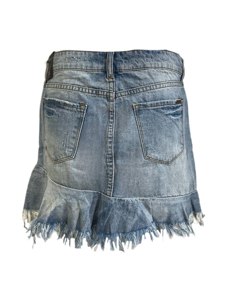 STS Blue Women's Blue Denim Distressed Mini Skirt Size 30 NWT