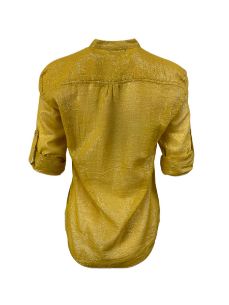 SUZIE KONDI Women's Sun Koubi Metalic Button Blouse #1004 NWT