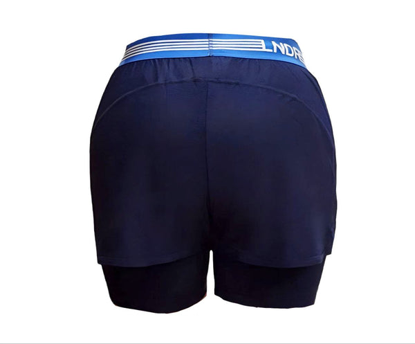 LNDR Women's Navy Dooble Mid Rise Loose Fit Short #AS939 NWT