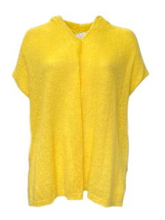 Marina Rinaldi Women's Yellow Sagoma Sleeveless Knitted Cardigan Size M NWT