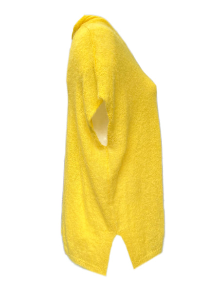 Marina Rinaldi Women's Yellow Sagoma Sleeveless Knitted Cardigan Size M NWT