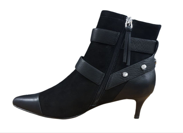 REBECCA MINKOFF Women's Black Kid Saskia Kitten Heel Booties #M5261005 6 NWB