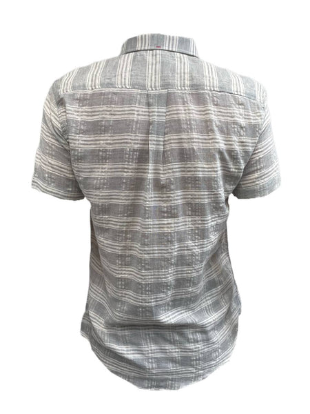 Impatient Wolves Men's Sea Stripe Grey Short Sleeve Shirt Size M NWT