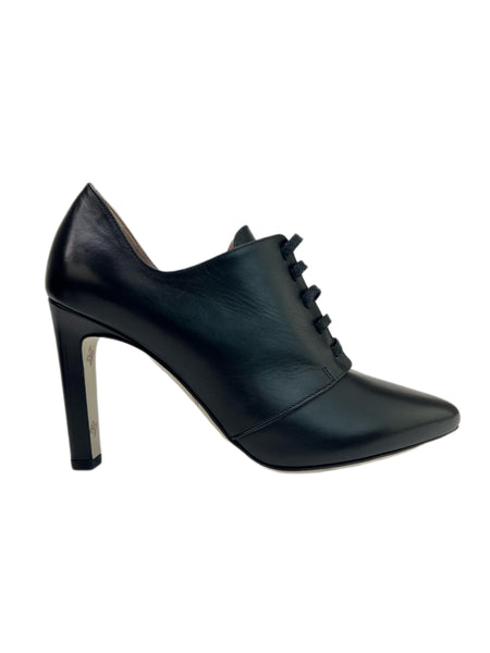 Max Mara Women's Nero Selina Leather Lace Up Heeled Oxfords NWB