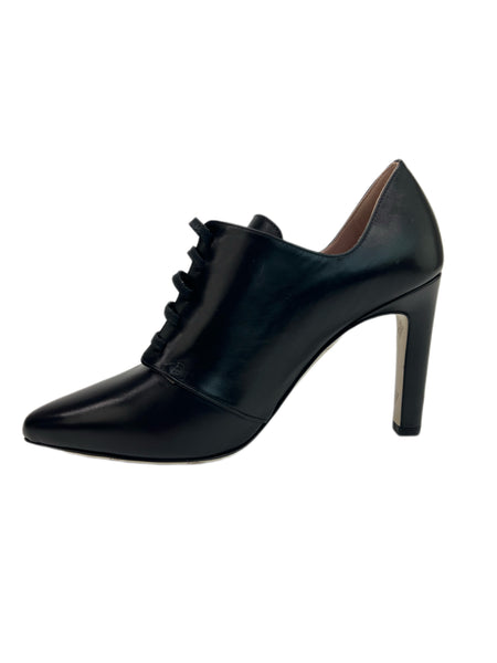 Max Mara Women's Nero Selina Leather Lace Up Heeled Oxfords NWB