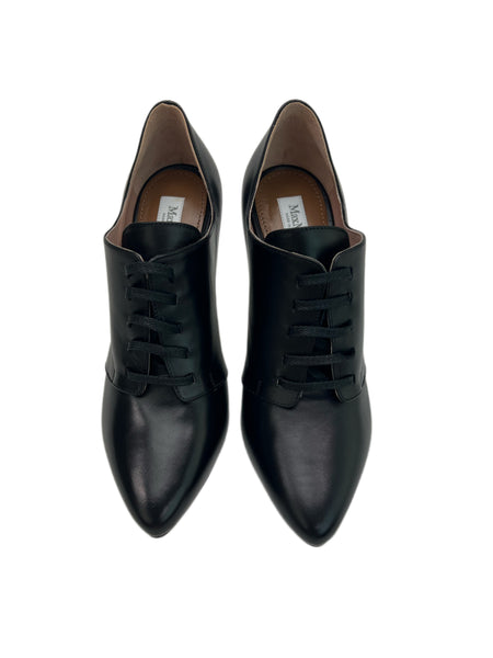 Max Mara Women's Nero Selina Leather Lace Up Heeled Oxfords NWB