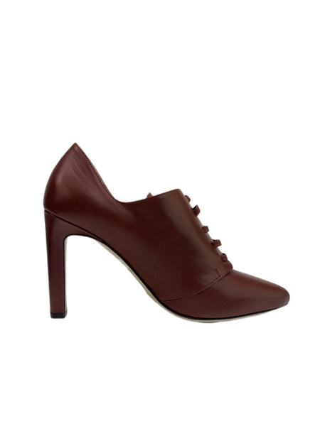 Max Mara Women's Brown  Selina Leather Lace Up Heeled Oxfords NWB