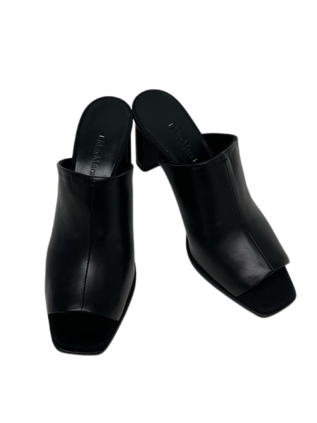 Max Mara Women's Black Selinpv Open Toe Heeled  Sandals Size 7.5 NWT