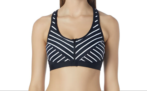 COCO REEF Women's Black Cruise Zip Mesh Serenity Swim Top #78129 36C NWT