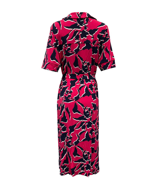 Leota Women's Pink Shadow Floral Long Streight Stretchy Dress #3640 NWT