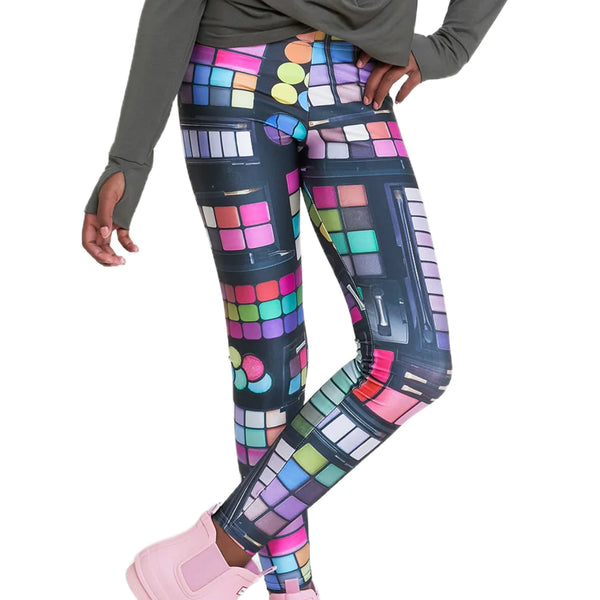 TEREZ Girl's Black I Shadow Palette Leggings #403978 NWT