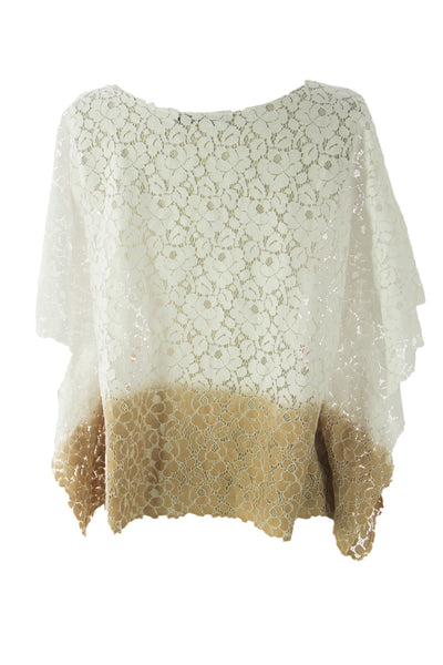 VELVET by Graham & Spencer Women's White Ombre Poncho Style Lace Top S $159 NEW