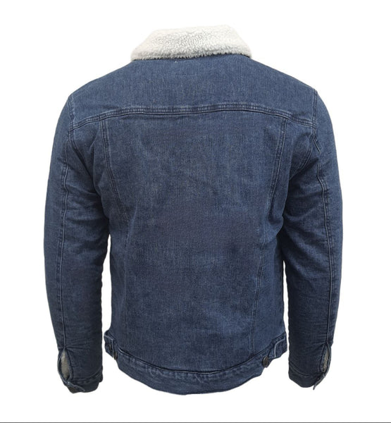 HoodLamb Men's Indigo Denim Hemp Sherpa Lined Jacket 420 MTJ008 NWT