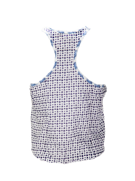 LOVESHACKFANCY Women's Shibori Dot Racerback Tank $195 NEW