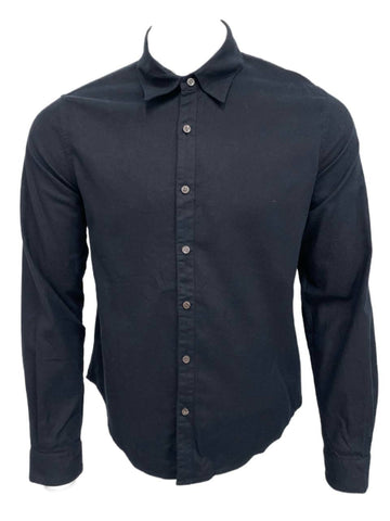 BLK DNM Men's Black Long Sleeve Cotton Button Up Shirt 75 Size L NWT