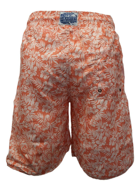 GRAYERS Men's Orange Arabesque Leaf Swim Shorts 8" #SW05219 Large NWT