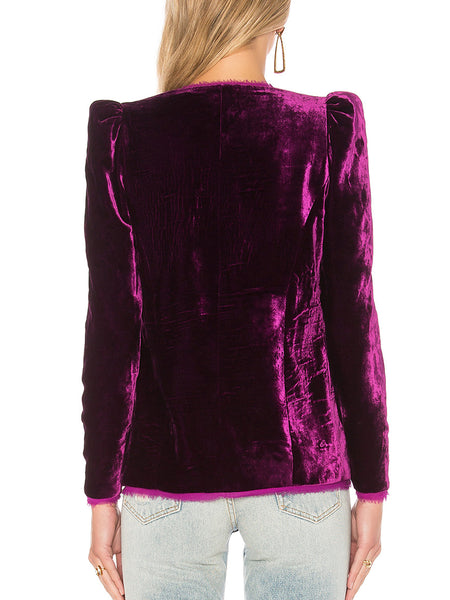 LOVESHACKFANCY Women's Mulberry Velvet Sienna Jacket $495 NWT