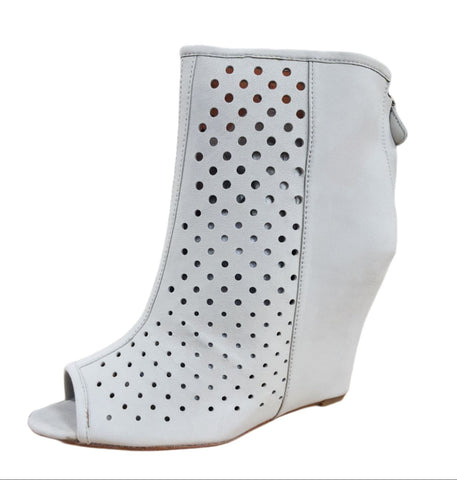 REBECCA MINKOFF Women's White Perforated Sienna Wedge Booties #M1070460 10 NWB