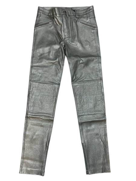 BLK DNM Women's Silver Slim Fit Leather Pant 1 Size 29 NWT
