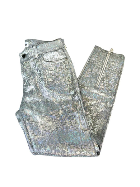 DL1961 Women's Silver Metal Florence Instasculpt Cropped Size 28 NWT