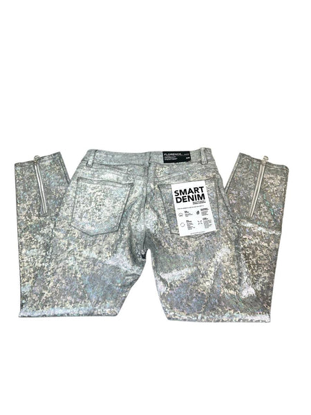 DL1961 Women's Silver Metal Florence Instasculpt Cropped Size 28 NWT