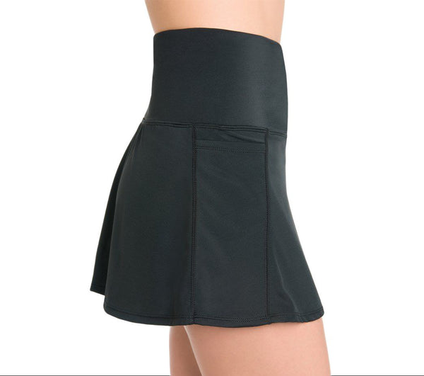 ACTIVE SPIRIT Women's Black Side Pockets Swim Bottom Skirt #801202 14 NWT