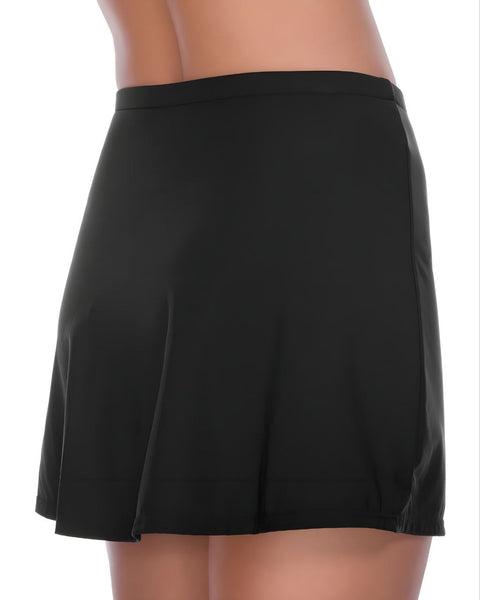 PENBROOKE Women's Black Stretchy A-Line Skort Swim Bottom #42528 NWT