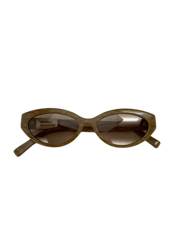 Max Mara Women's Beige Slim Rectangle Sunglasses NWT