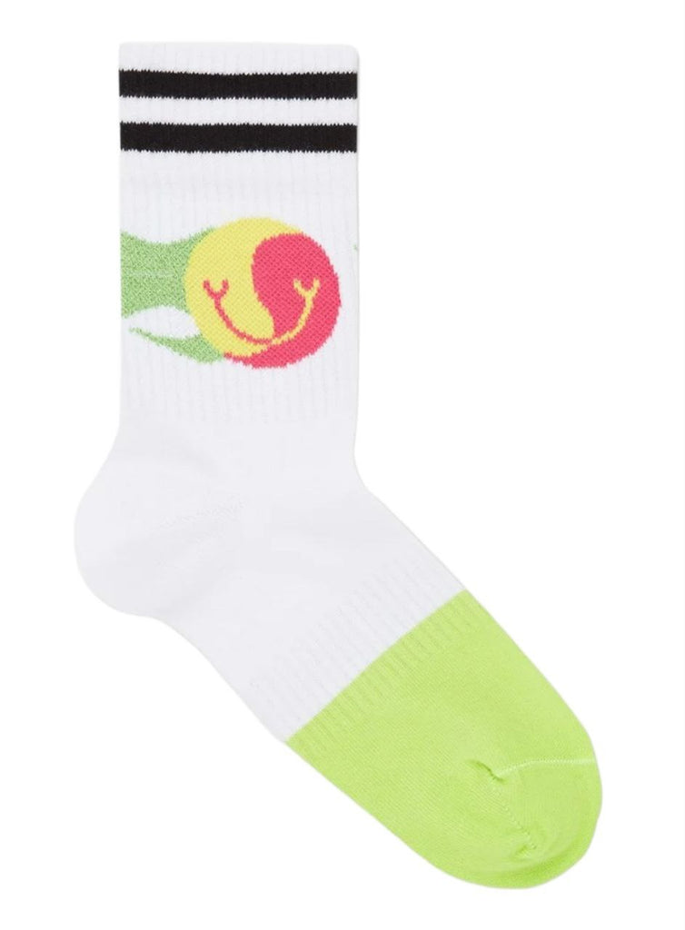 HAPPY SOCKS Women's White Arch Support Athletic Cotton 3/4 Crew Socks 5.5-9.5