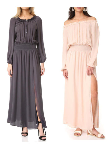 LOVESHACKFANCY Women's Silk Smocked Maxi Dress $475 NEW