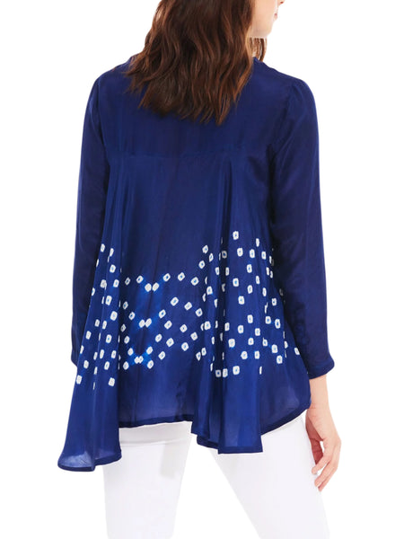 ROBERTA ROLLER RABBIT Women's Navy Sol Top Zig Zag Shibori Dots Sz XS $275 NEW