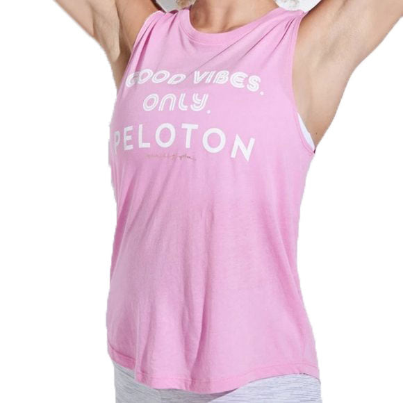 SPIRITUAL GANGSTER Women's Pink Good Vibes Muscles Tank $48