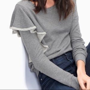 SPLENDID Women's Ruffled Heather Grey Sweatshirt $118 NWT
