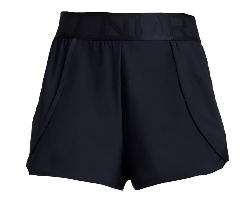 LNDR Women's Black Stretchy Thigh Length Sprint Shorts #AS978 NWT