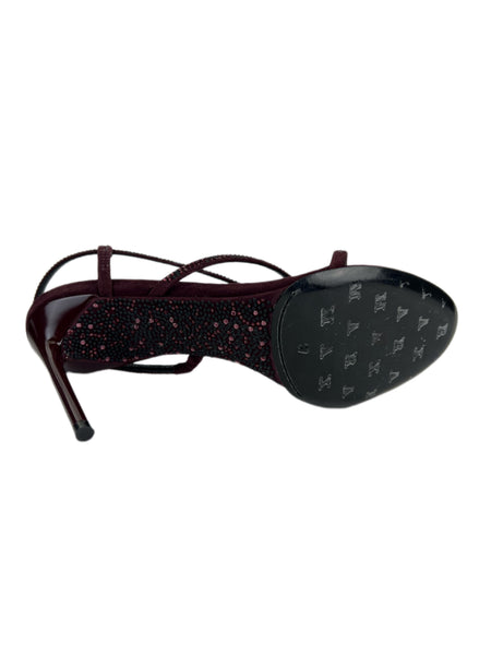 Max Mara Women's Wine Stade Beaded Open Toe Sandals Size 7 NWT