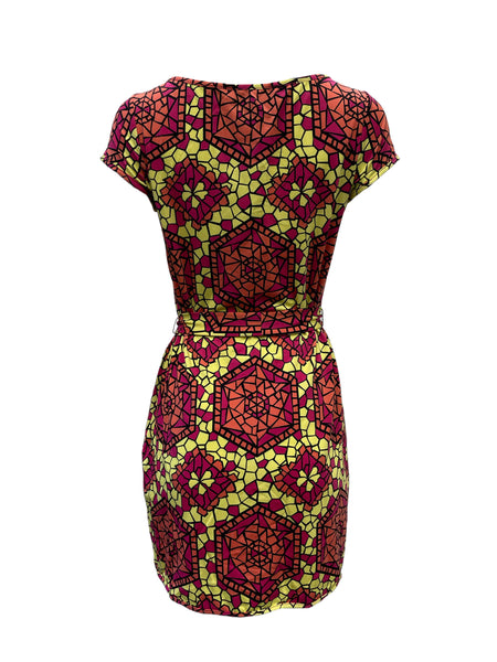 Leota Women's Pink Stained Glass Streight Stretchy Mini Dress #2074a Small NWT