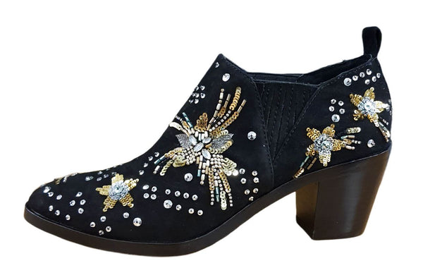 REBECCA MINKOFF Women's Black Stargazer Lucy Embroidery Booties NWB