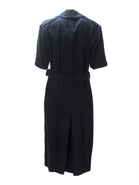 NLST NAVY Women's Navy Blue Short Sleeve Trench Coat $595 NWT