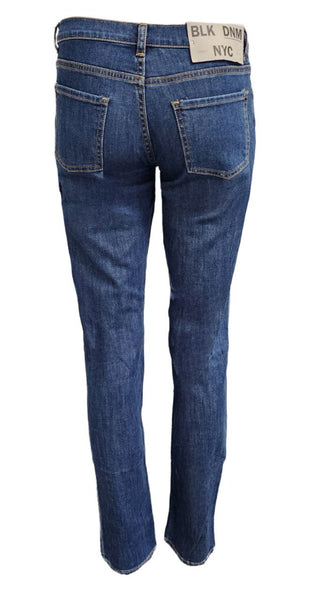 BLK DNM Women's Blue Mid Rise Cotton Stone Wash Classic Straight Jeans 26x34 NWT