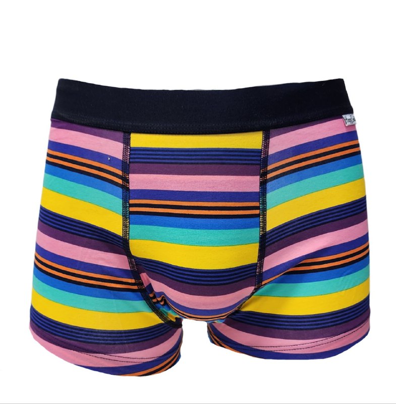 HAPPY SOCKS Men's Multicoloured Stripe Cotton Breathable Trunk Medium NWT